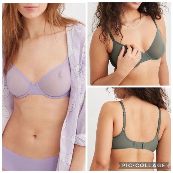 Smoothez by Aerie Bra Beige Full Coverage Unlined Underwire 36C Pink New - Picture 7 of 7